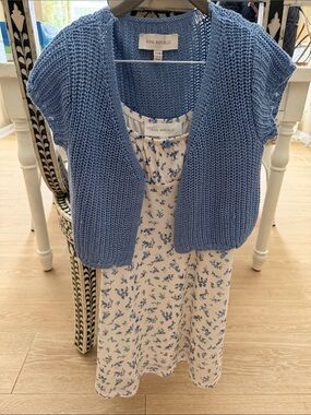 Pink Republic Light Blue Short-Sleeve Knit Cardigan & Dress